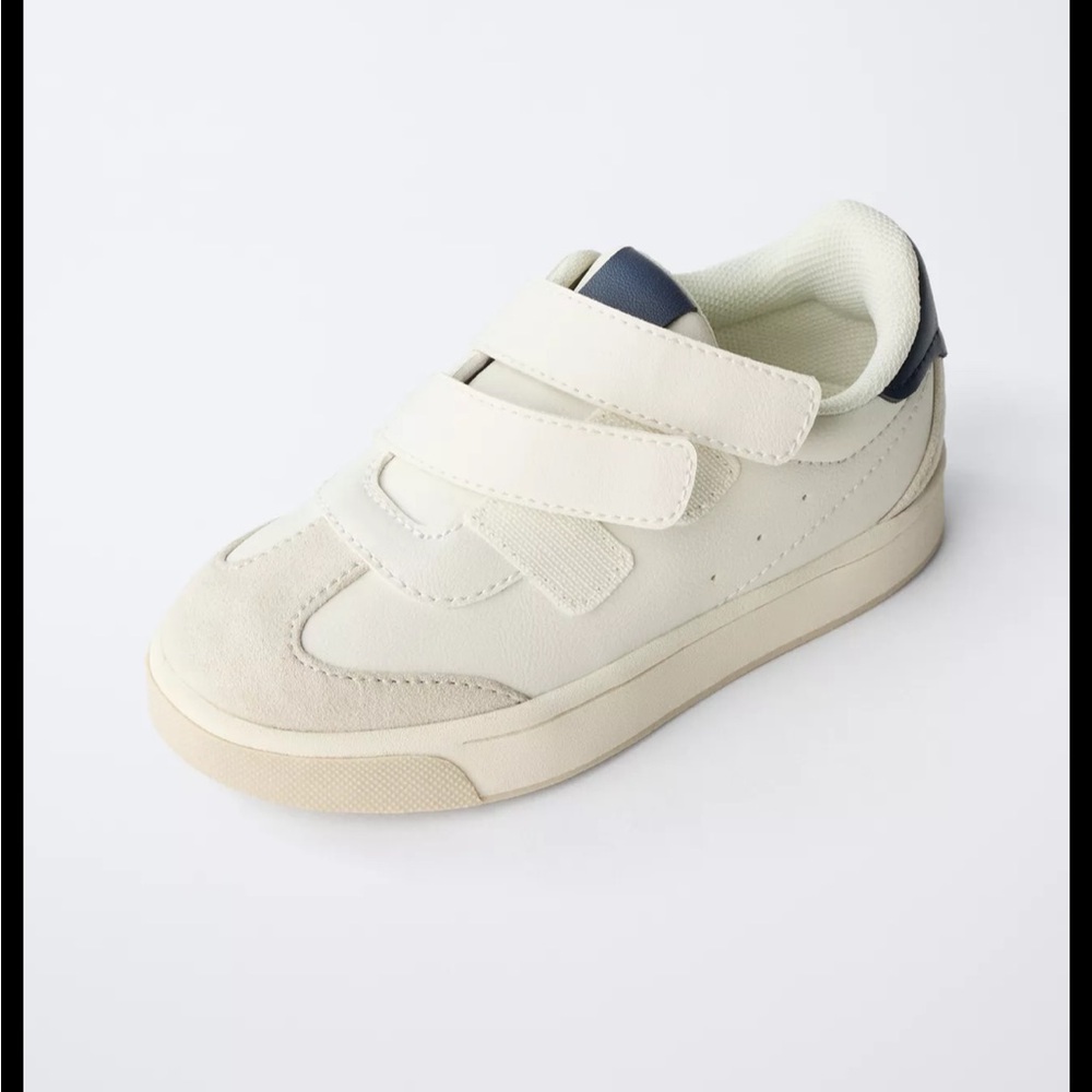 NWT Zara Kids Cream and Blue Velcro Sneakers - Picture 4 of 8